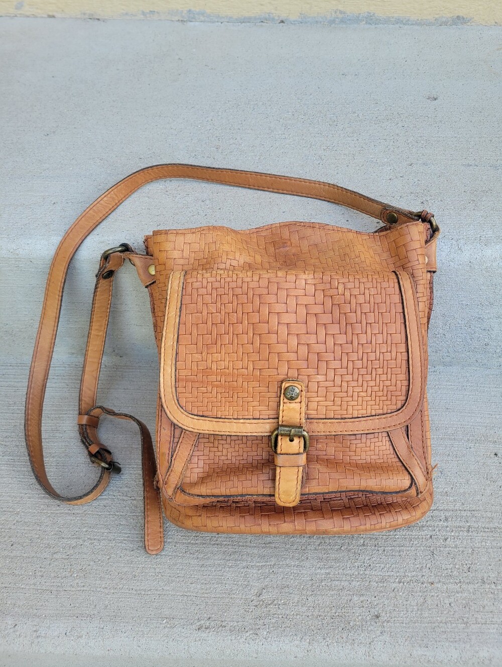 Patricia Nash Woven Lavello Bucket Bag Leather